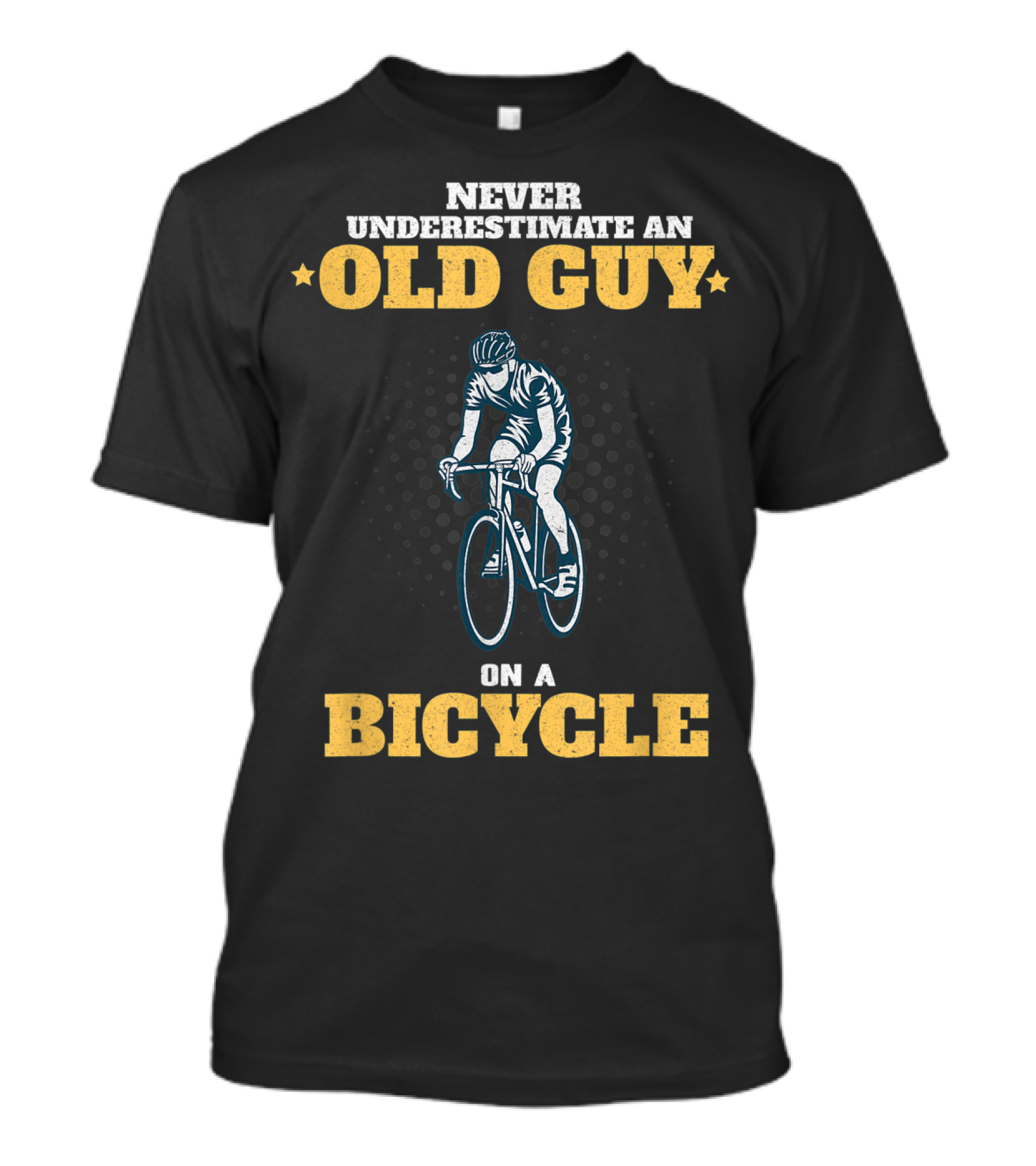Never Underestimate An Old Guy On A Bicycle Athletic Cycling Star T-Shirt