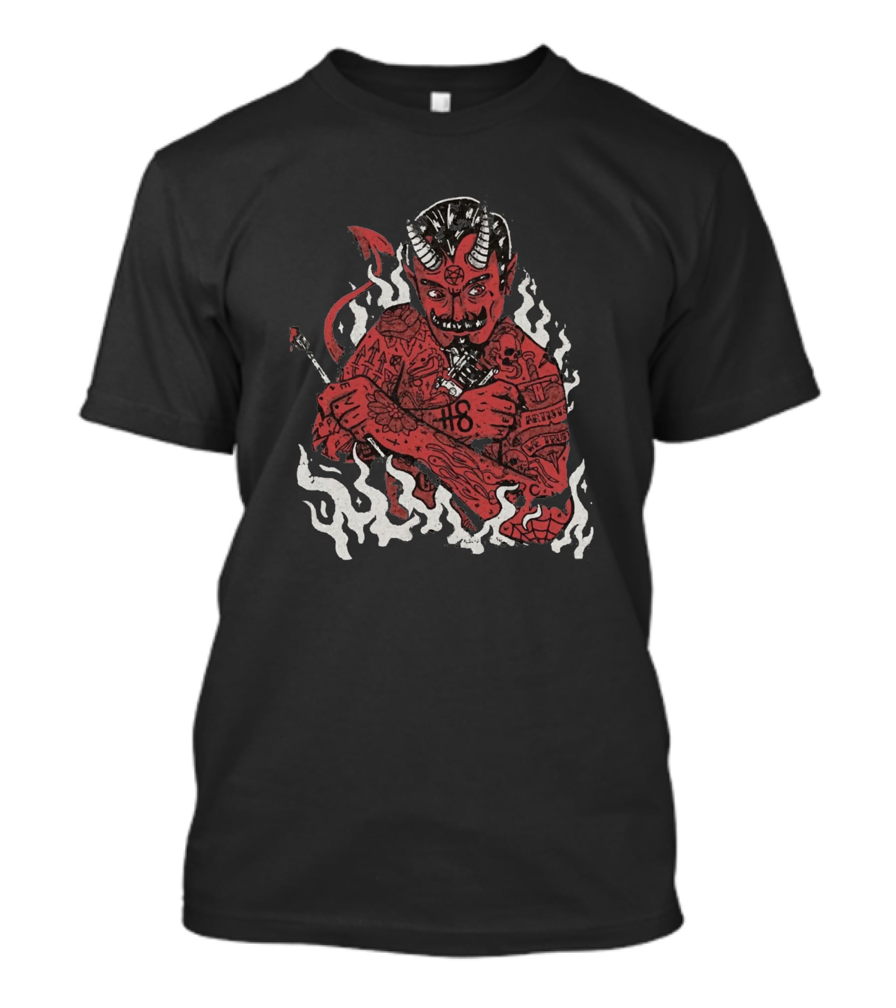 Apply This Mischievous Tattooed Devil Image To All Existing T-Shirt