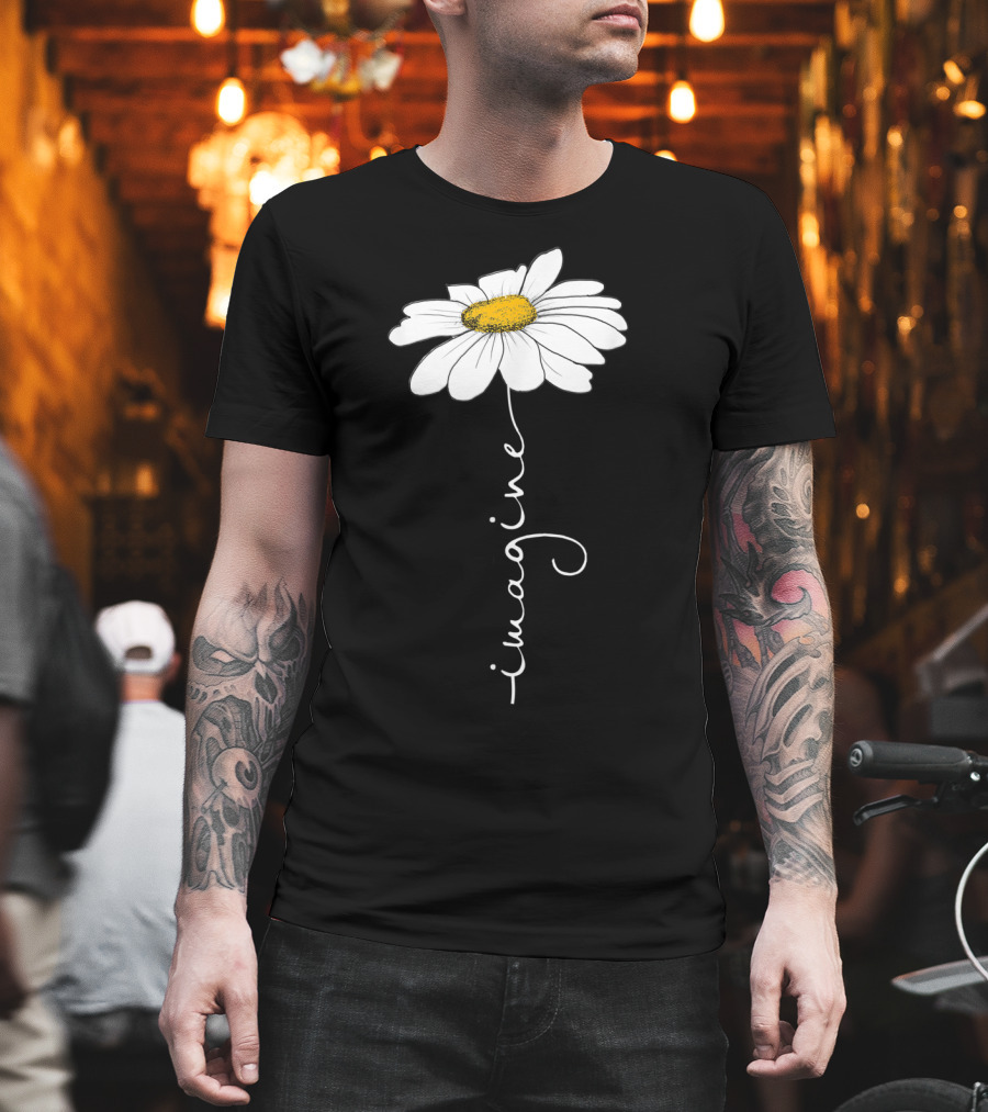 Imagine Flower Daisy Text T-Shirt