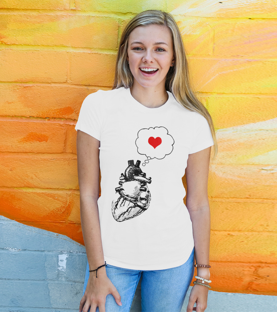 Anatomical Heart With Red Love Symbol Valentine T-Shirt