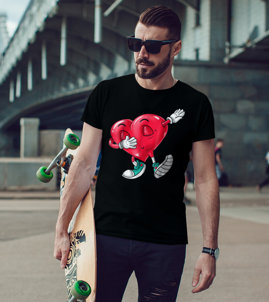 Dabbing Heart Valentine Kids Boys Love Day T-Shirt