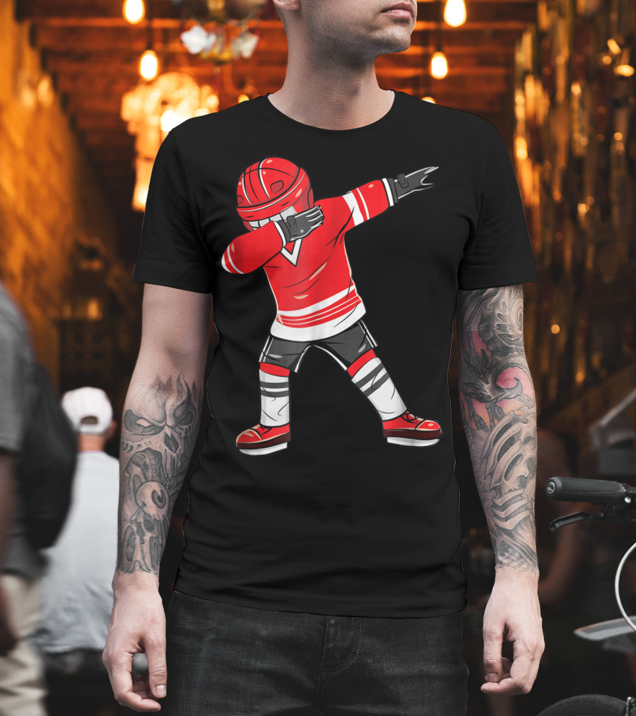 Dabbing Ice Hockey Funny Dab Squad Red Jersey T-Shirt