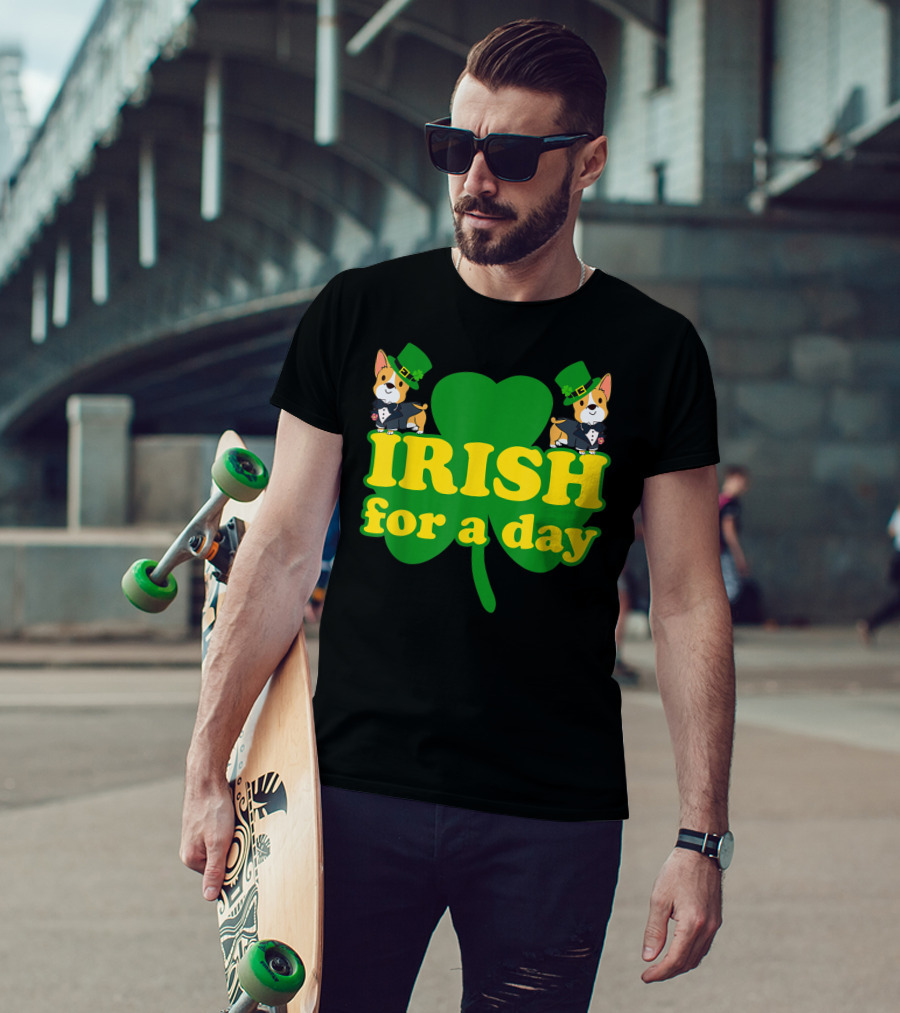 Irish For A Day Shamrock Pembroke Welsh Corgi T-Shirt