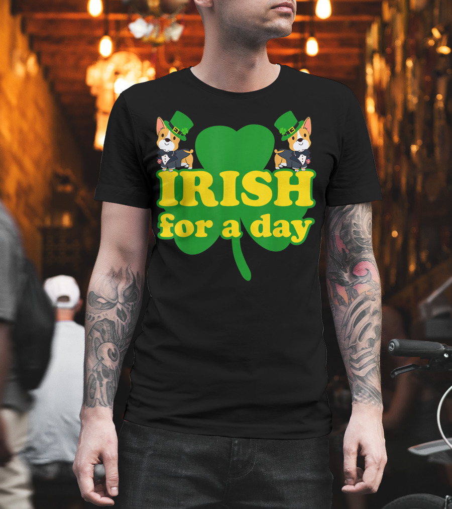 Irish For A Day Shamrock Pembroke Welsh Corgi T-Shirt