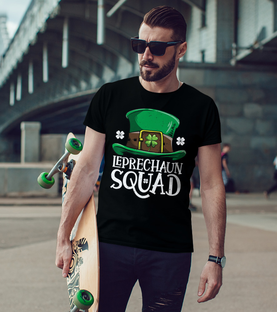 Leprechaun Squad St Patricks Day Costume12 Green Hat Clover Shamrock T-Shirt