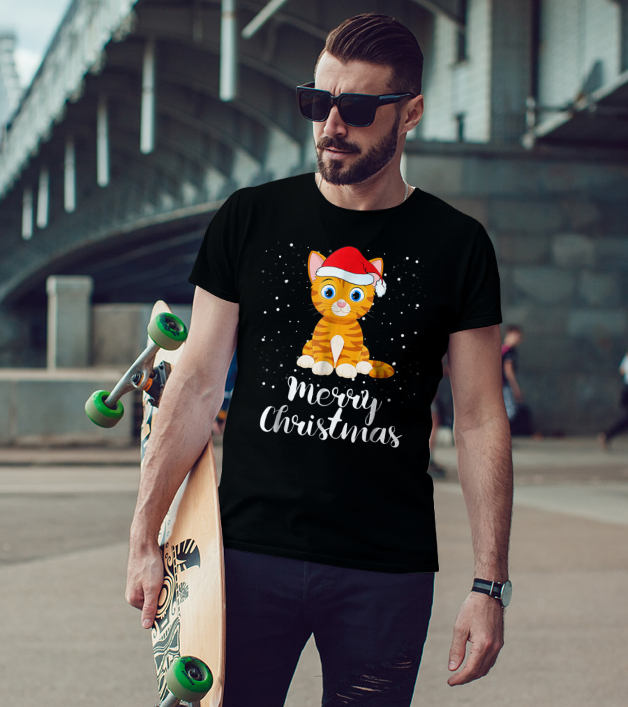 Merry Christmas Cat Funny Christmas Matching Family Group T-Shirt