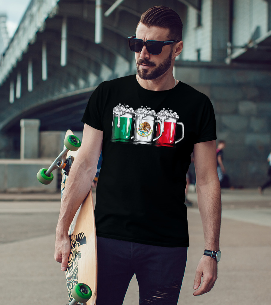 Beer Mug Mexican Flag Cinco De Mayo Celebration Mexico 17 T-Shirt
