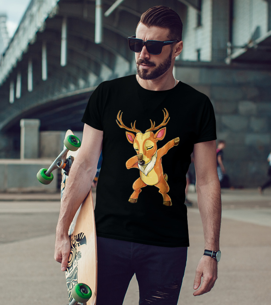 Christmas Reindeer Dabbing Boys Fun T-Shirt