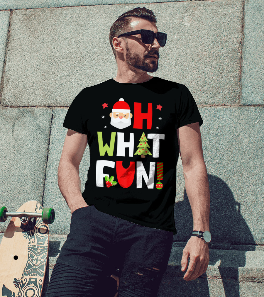 Christmas Kids Boys Oh What Fun Santa Xmas Tree T-Shirt