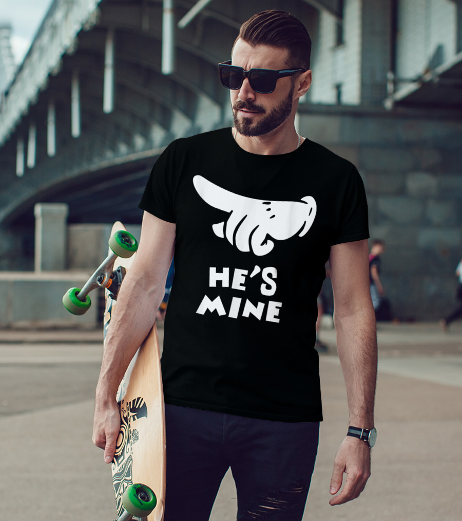 Valentines Day He's Mine Couples Hand Design 15 T-Shirt