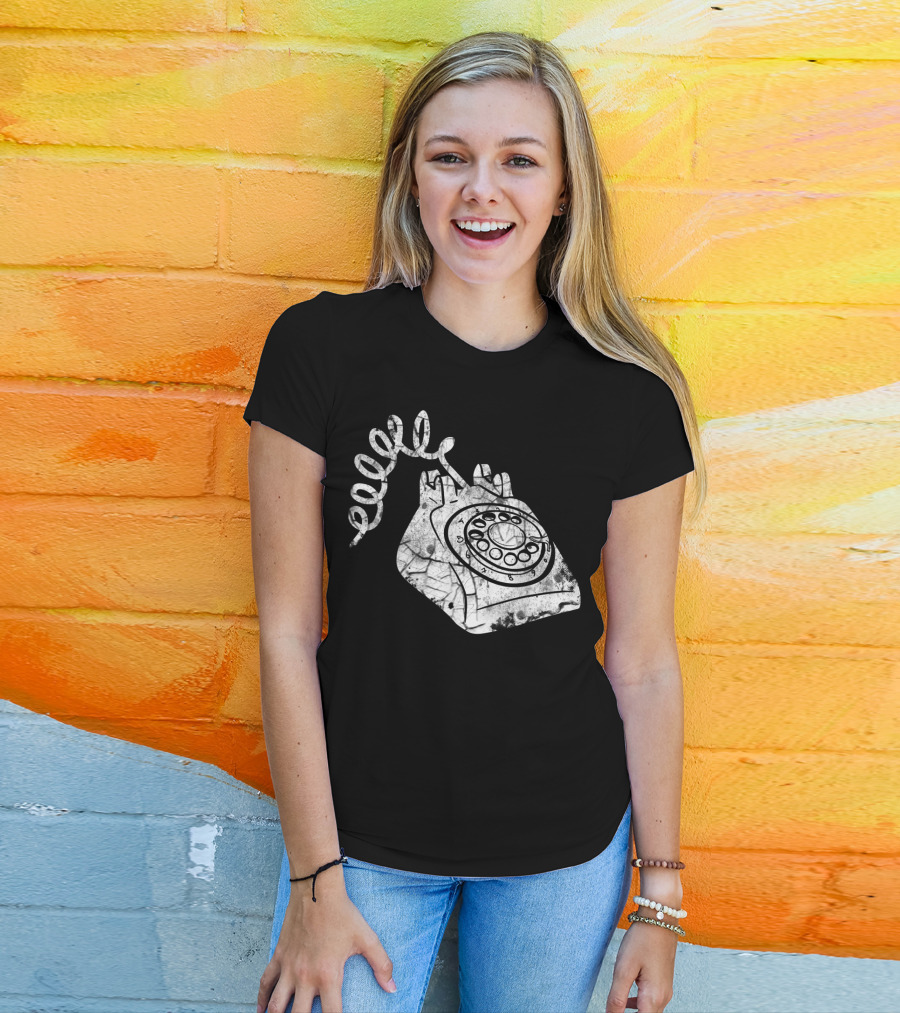 Vintage Phone Valentines Day Girls Boys Retro Rotary Telephone T-Shirt