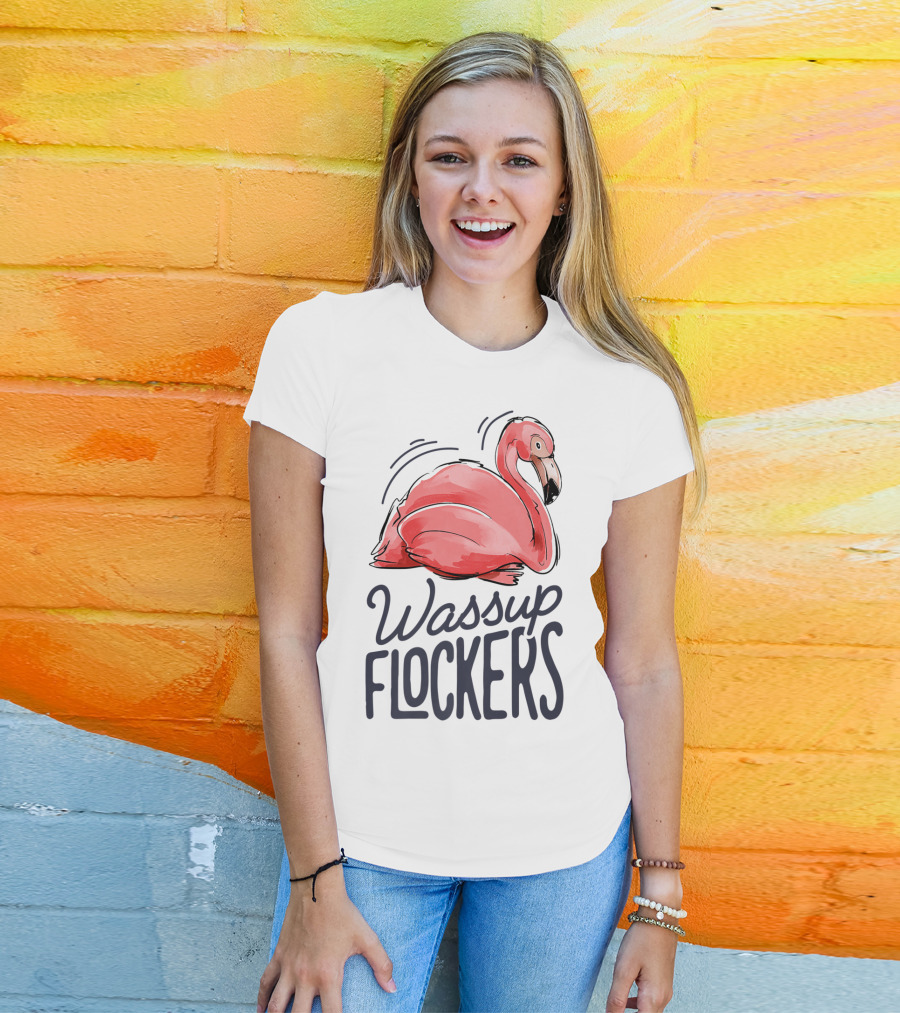 Wassup Flockers Pink Flamingo Lovers Funny Summer Flockers 14 T-Shirt