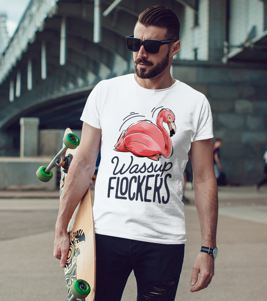 Wassup Flockers Pink Flamingo Lovers Funny Summer Flockers 14 T-Shirt