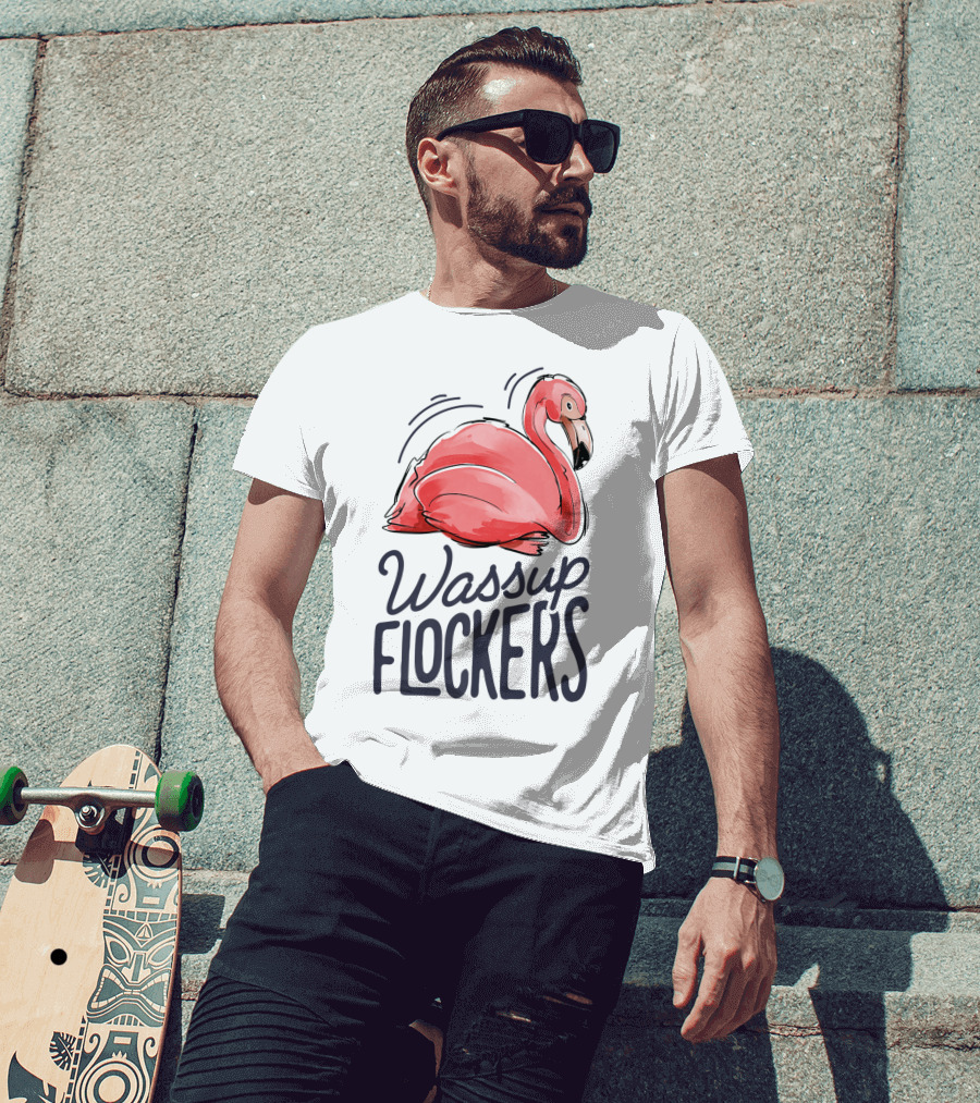 Wassup Flockers Pink Flamingo Lovers Funny Summer Flockers 14 T-Shirt