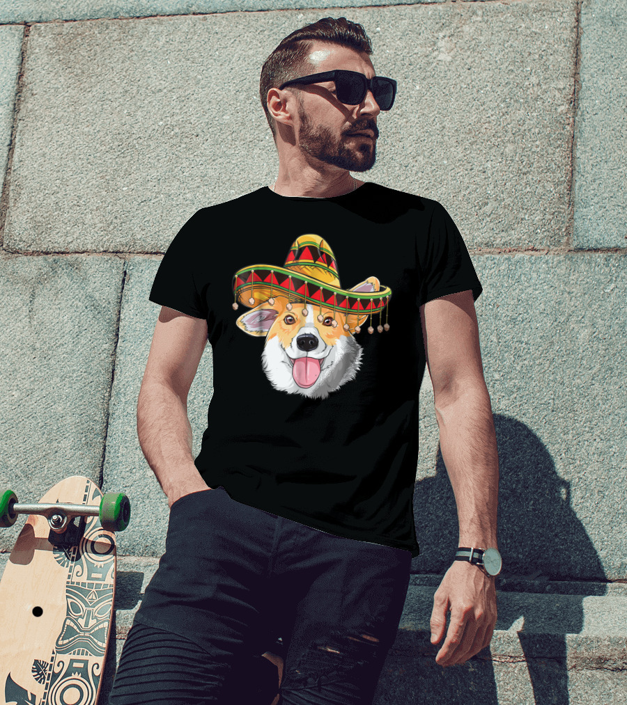 Cinco De Mayo Corgi Kids Boy Girl Sombrero Hat T-Shirt