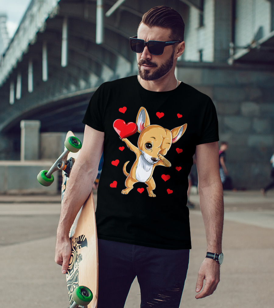 Dabbing Chihuahua Valentines Day Dog Lover Heart Boys4 T-Shirt