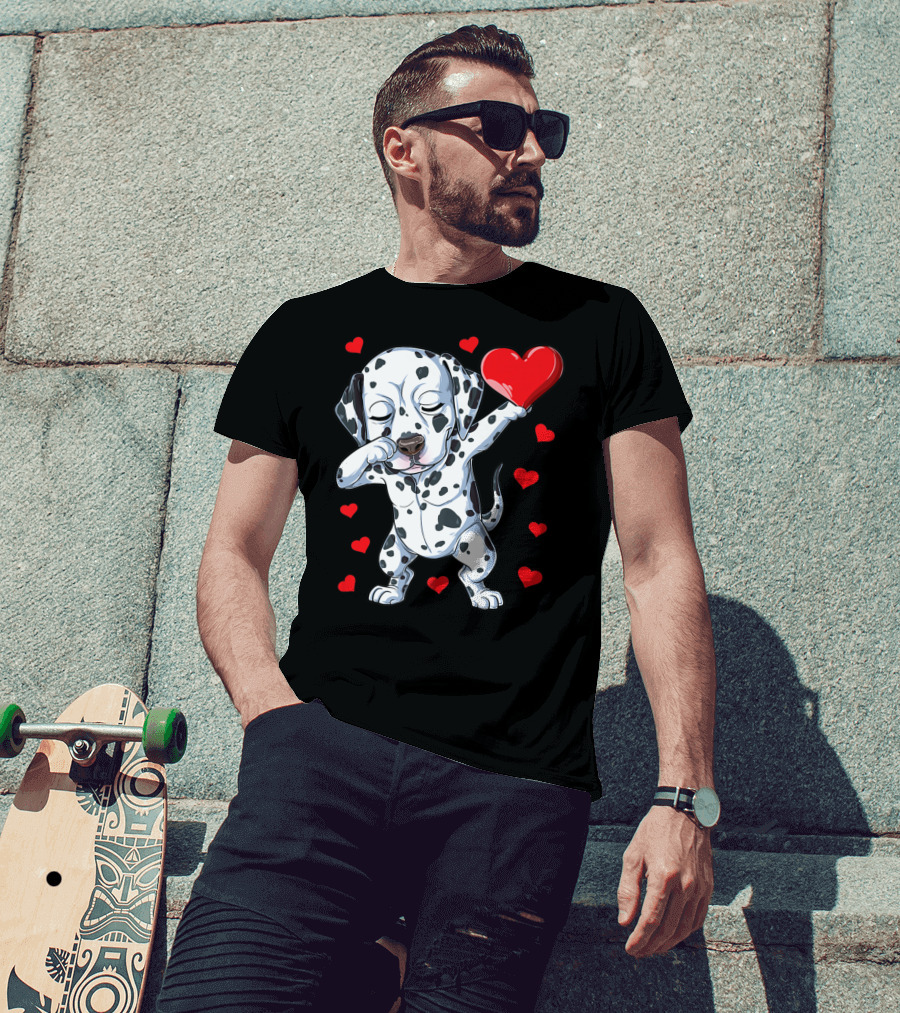 Dabbing Dalmatian Valentines Day Dog Lover Heart Boys1 T-Shirt