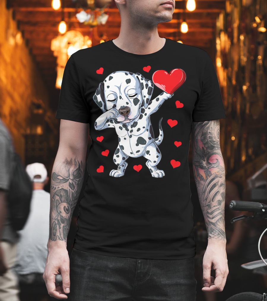 Dabbing Dalmatian Valentines Day Dog Lover Heart Boys1 T-Shirt