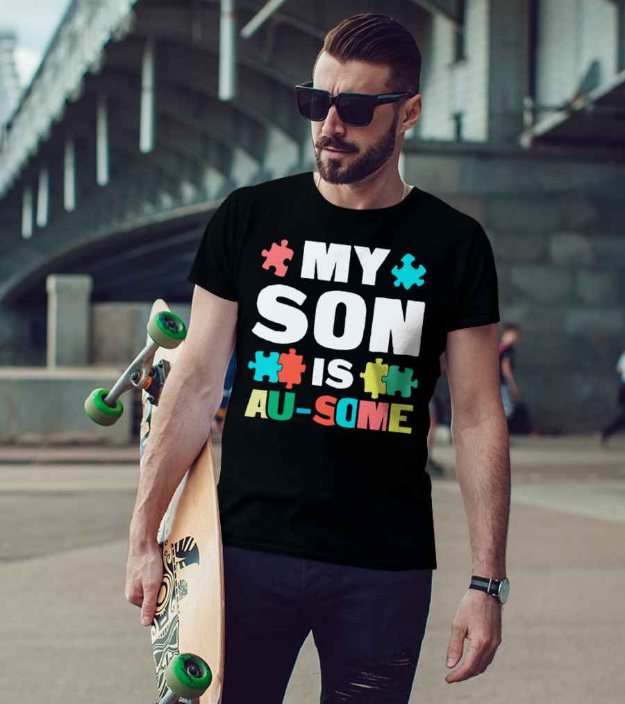 My Son Is Au-Some Autism Puzzle Pieces T-Shirt