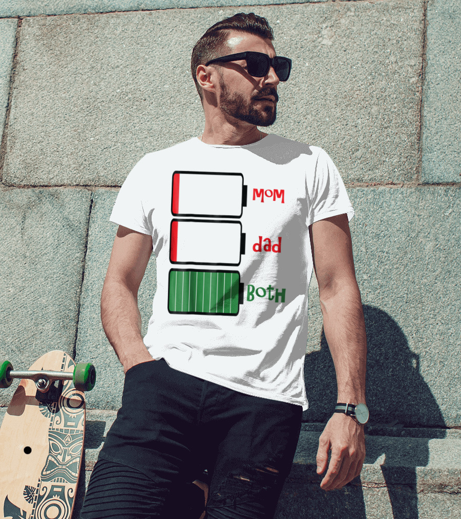 Feelin Good Tees Love Mom Dad Both Battery Levels T-Shirt