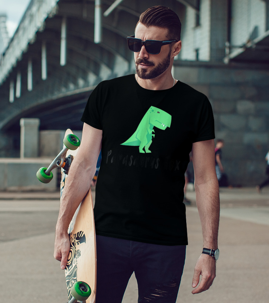 Papasaurus Rex Cute Dinosaur Dad Funny T-Shirt