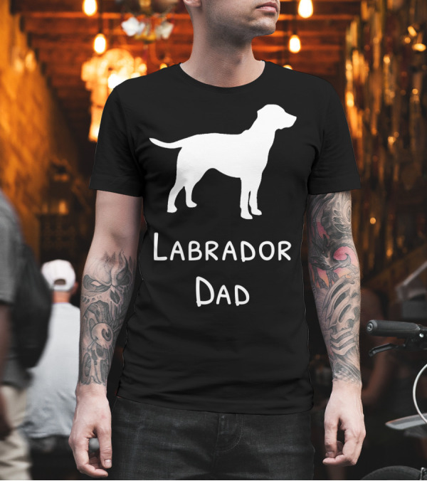 Labrador Dad Silhouette Canine Father's Day T-Shirt Labrador Dad Silhouette Canine Father's Day T-Shirt