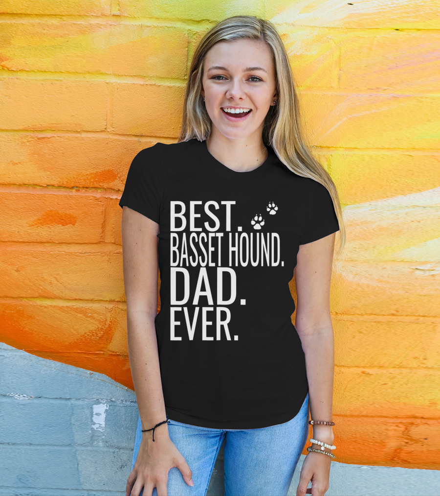 Best Basset Hound Dad Ever Mens Dog Paw Prints T-Shirt