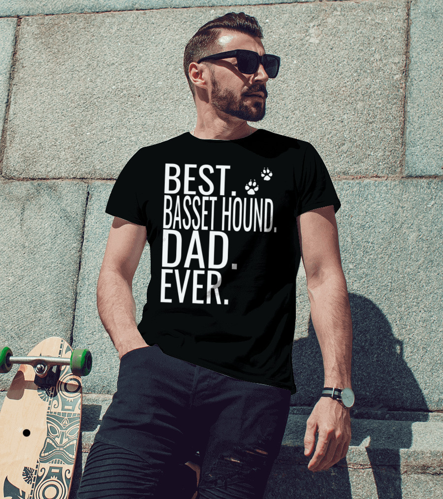 Best Basset Hound Dad Ever Mens Dog Paw Prints T-Shirt