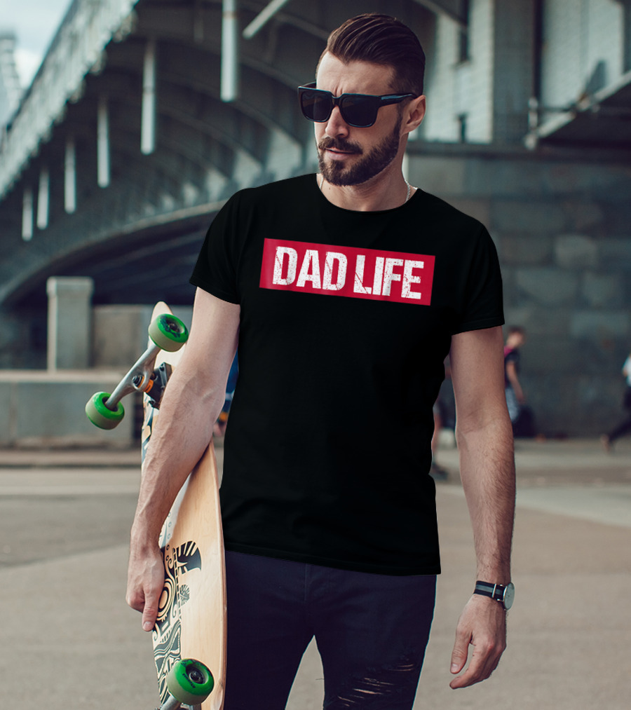 Mens Dad Life Red Block Text T-Shirt