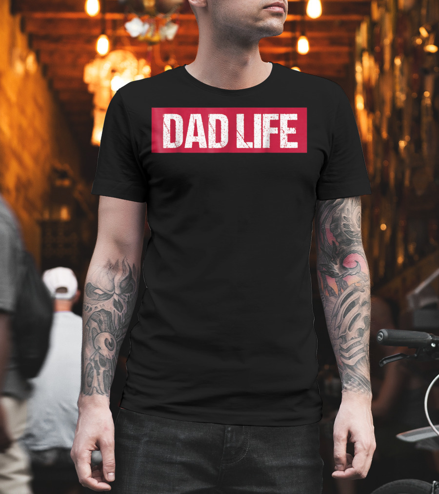 Mens Dad Life Red Block Text T-Shirt