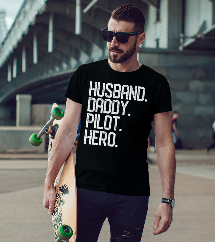 Husband Daddy Pilot Hero Mens Dad T-Shirt