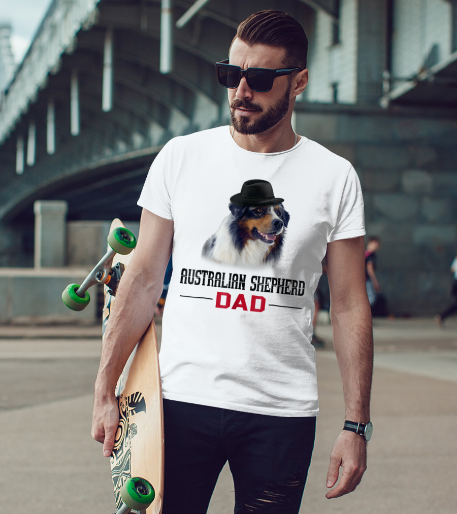 Australian Shepherd Dad Dog Lovers Hat Wearing Shepherd T-Shirt