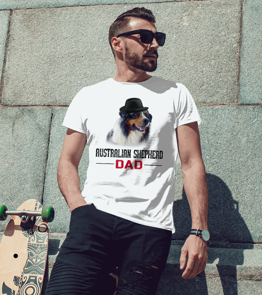 Australian Shepherd Dad Dog Lovers Hat Wearing Shepherd T-Shirt