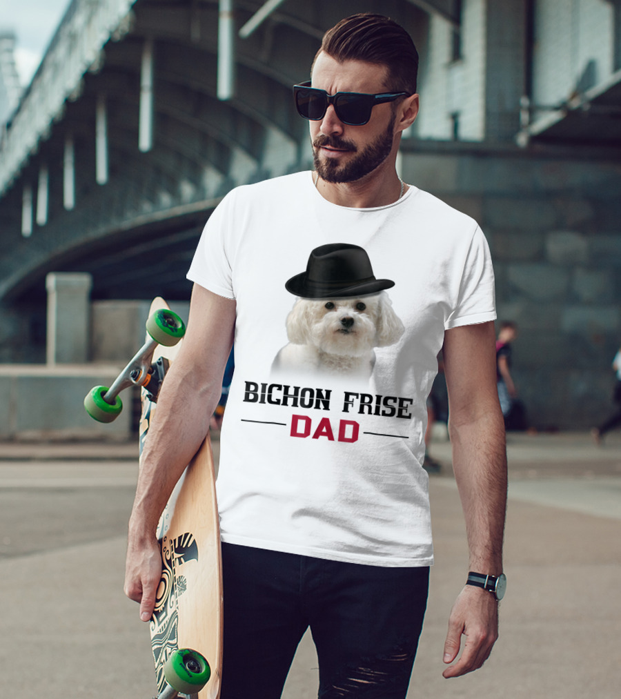 Bichon Frise Dad Puppy Wearing Fedora T-Shirt