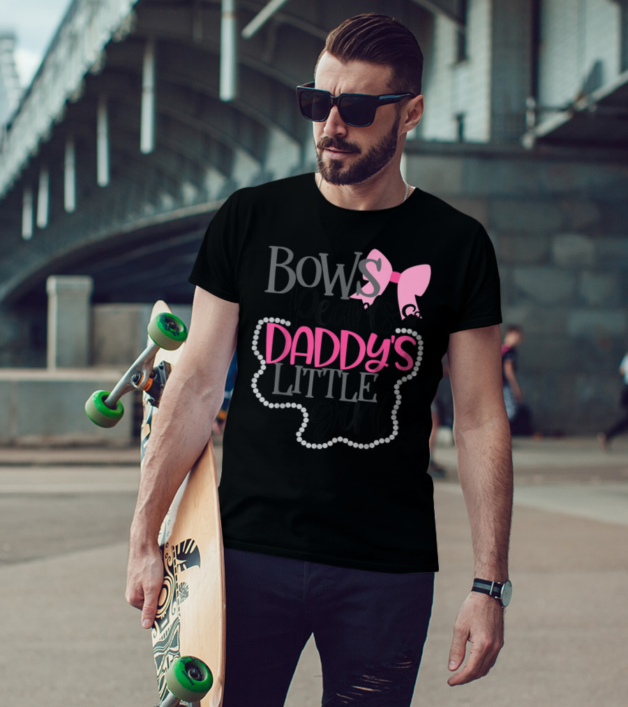 Bows Pearls Daddy's Little Girl With Pink Bow And Pearls T-Shirt