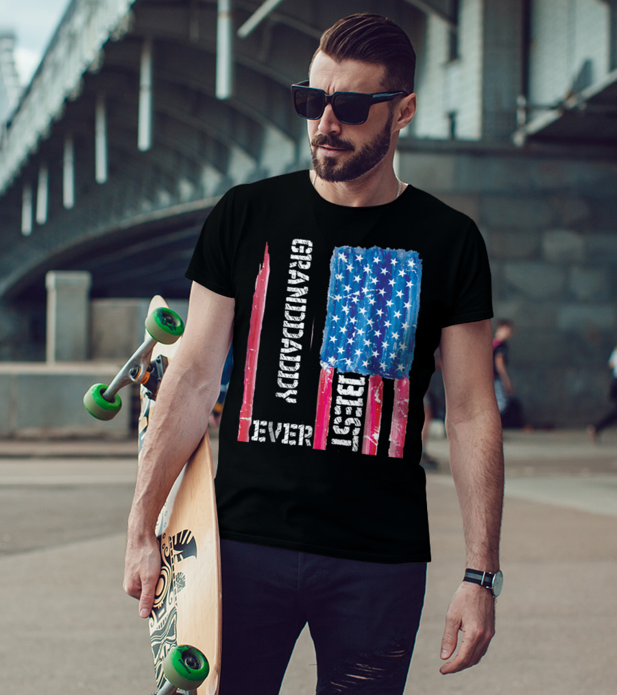 Grandaddy Best Ever Distressed American Flag T-Shirt