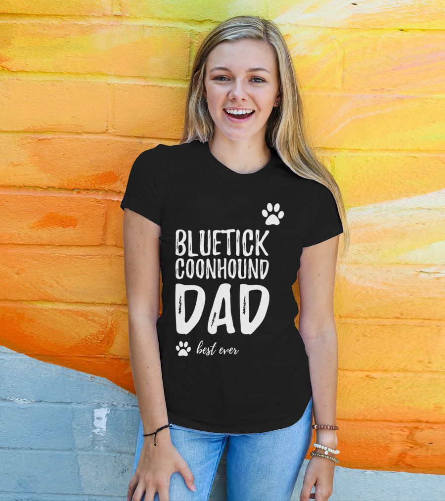 Bluetick Coonhound Dad Best Ever Dog Lover Paw Prints T-Shirt