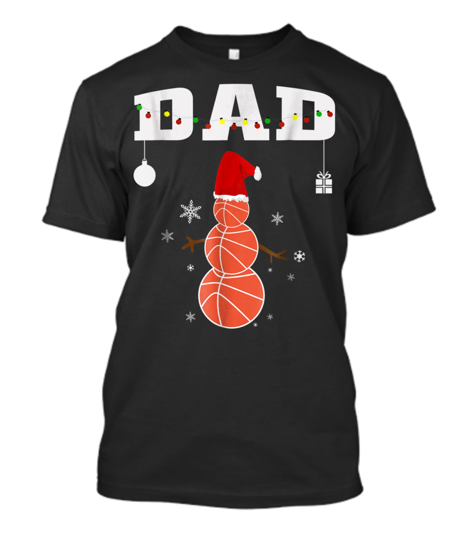 Dad Basketball Snowman Christmas Holiday T-Shirt
