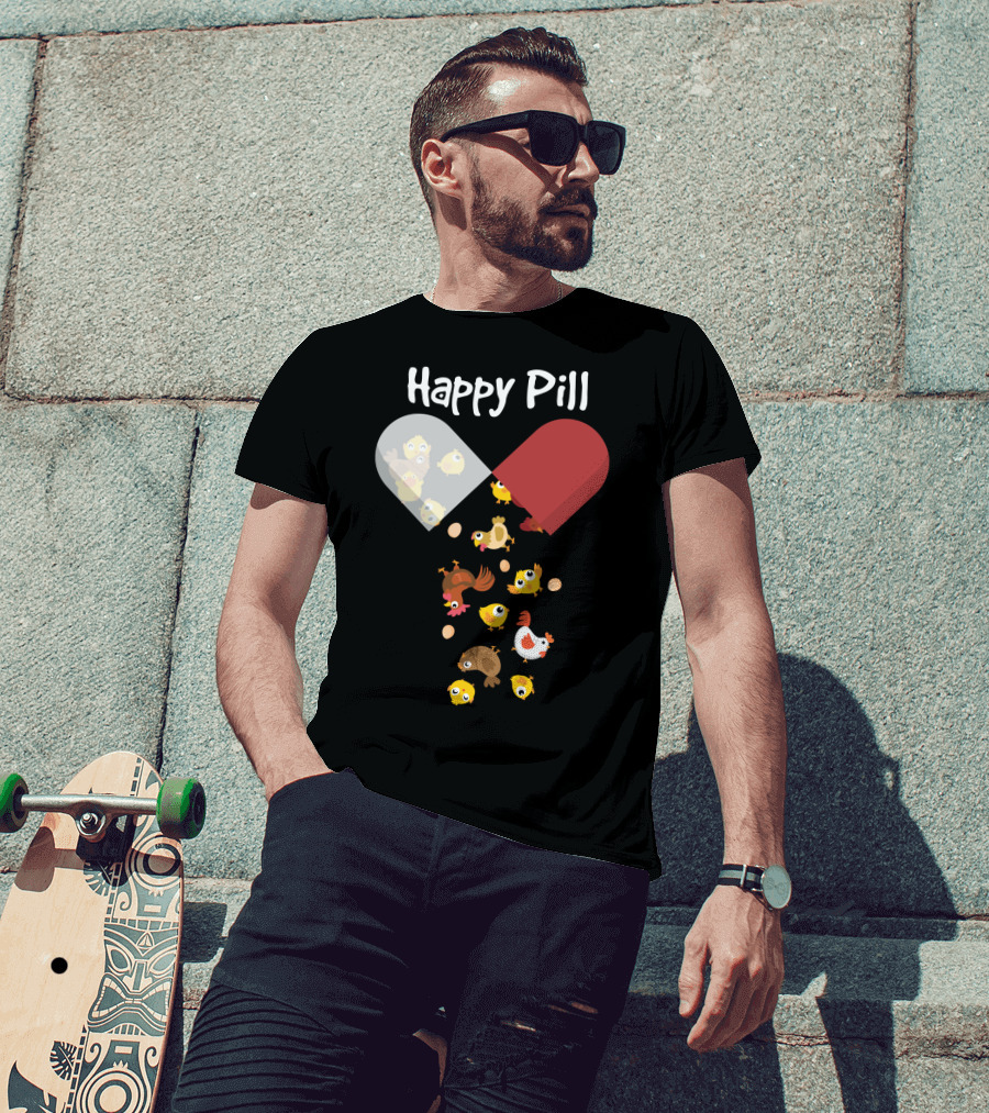 Happy Pill Chickens Capsule Fun T-Shirt