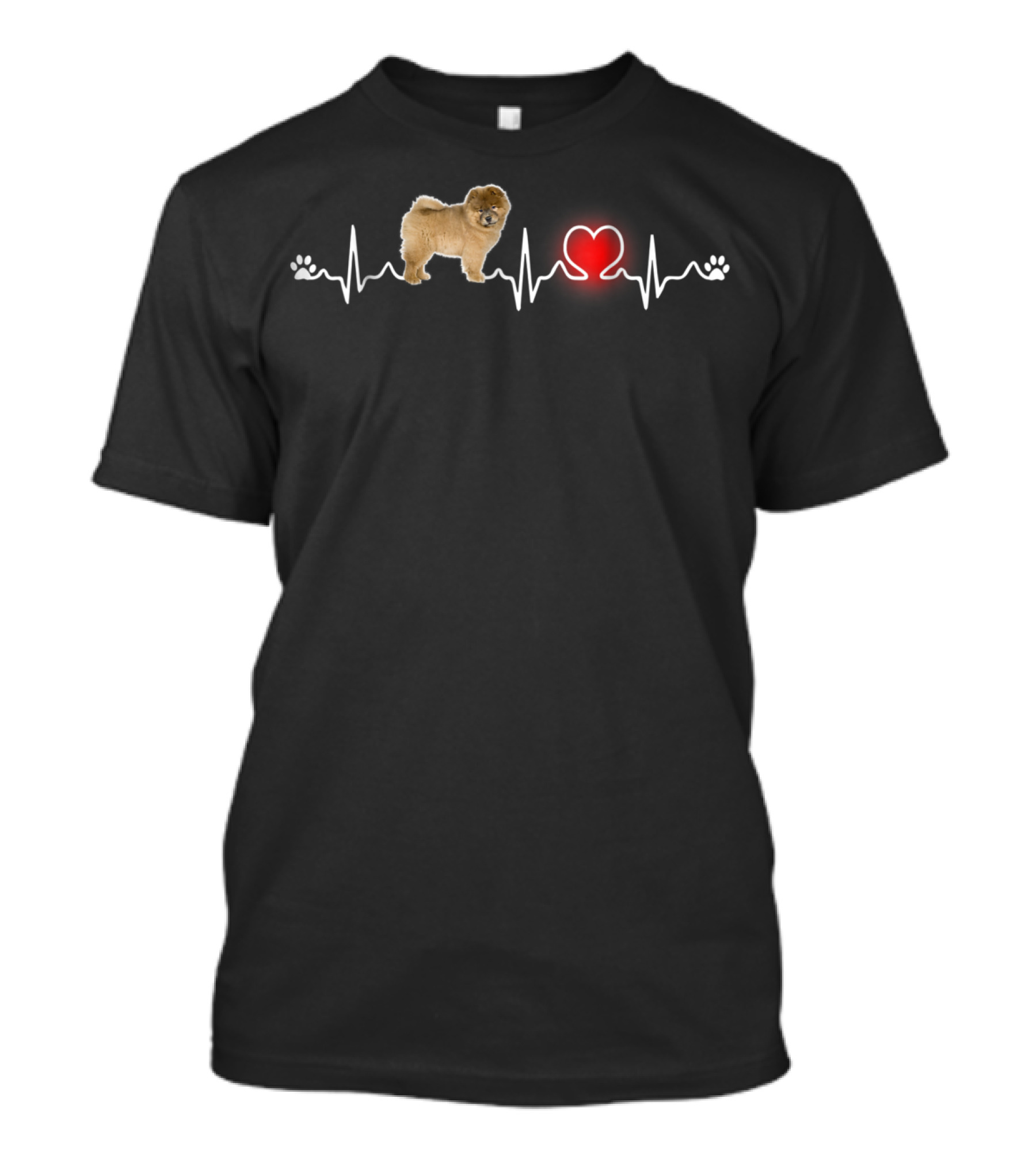 Chow Chow Dog Heartbeat Paw Print Love T-Shirt