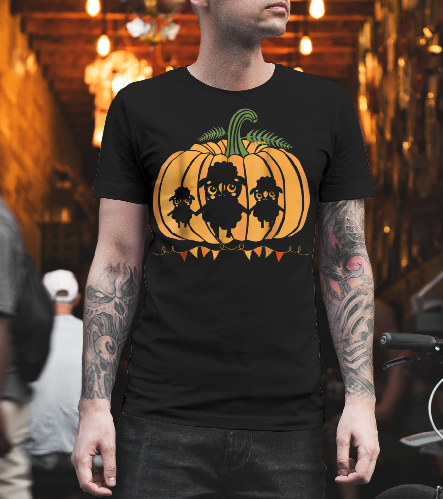 Cute Sheep Family Halloween Pumpkin Dad Mom85 T-Shirt