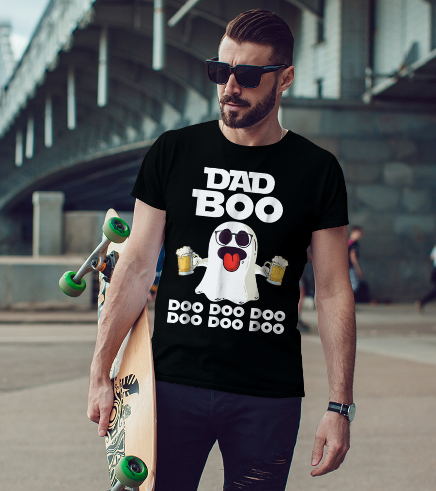 DAD BOO DOO DOO DOO DOO DOO Funny Halloween Ghost With Beer T-Shirt
