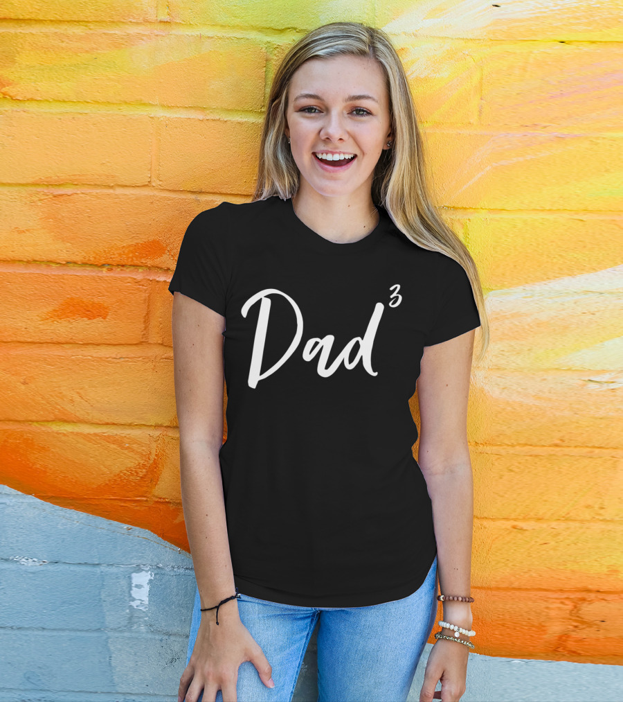 Dad Cubed Vintage Funny Witty Daddy Times Three T-Shirt