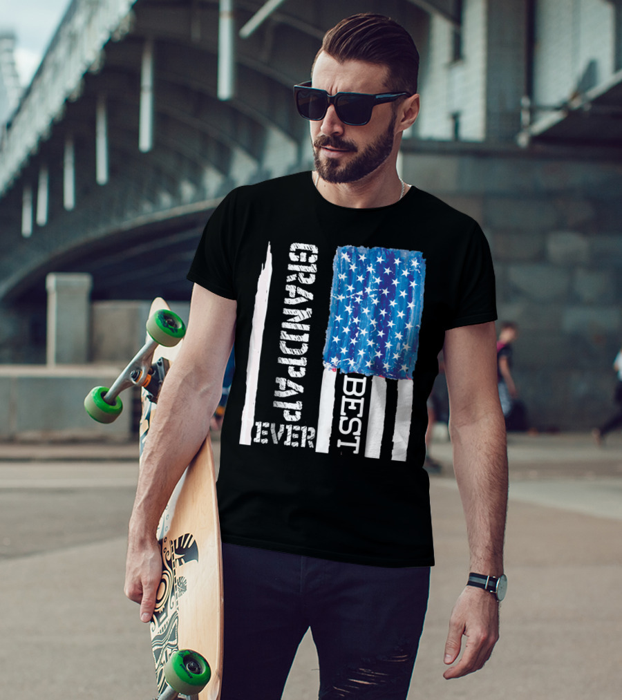 Best Grandpap Ever Distressed American Flag Design 68 T-Shirt