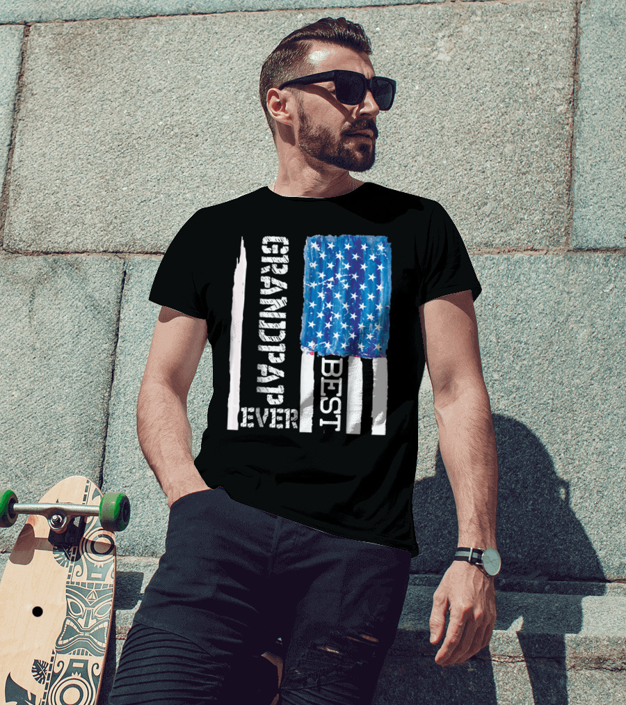 Best Grandpap Ever Distressed American Flag Design 68 T-Shirt