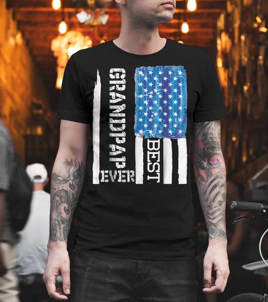 Best Grandpap Ever Distressed American Flag Design 68 T-Shirt