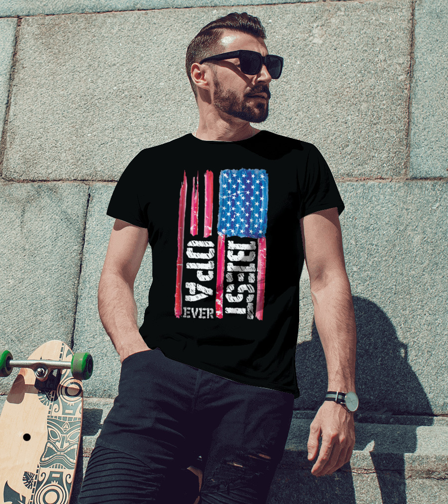 Best Opa Ever Patriotic Distressed American Flag T-Shirt