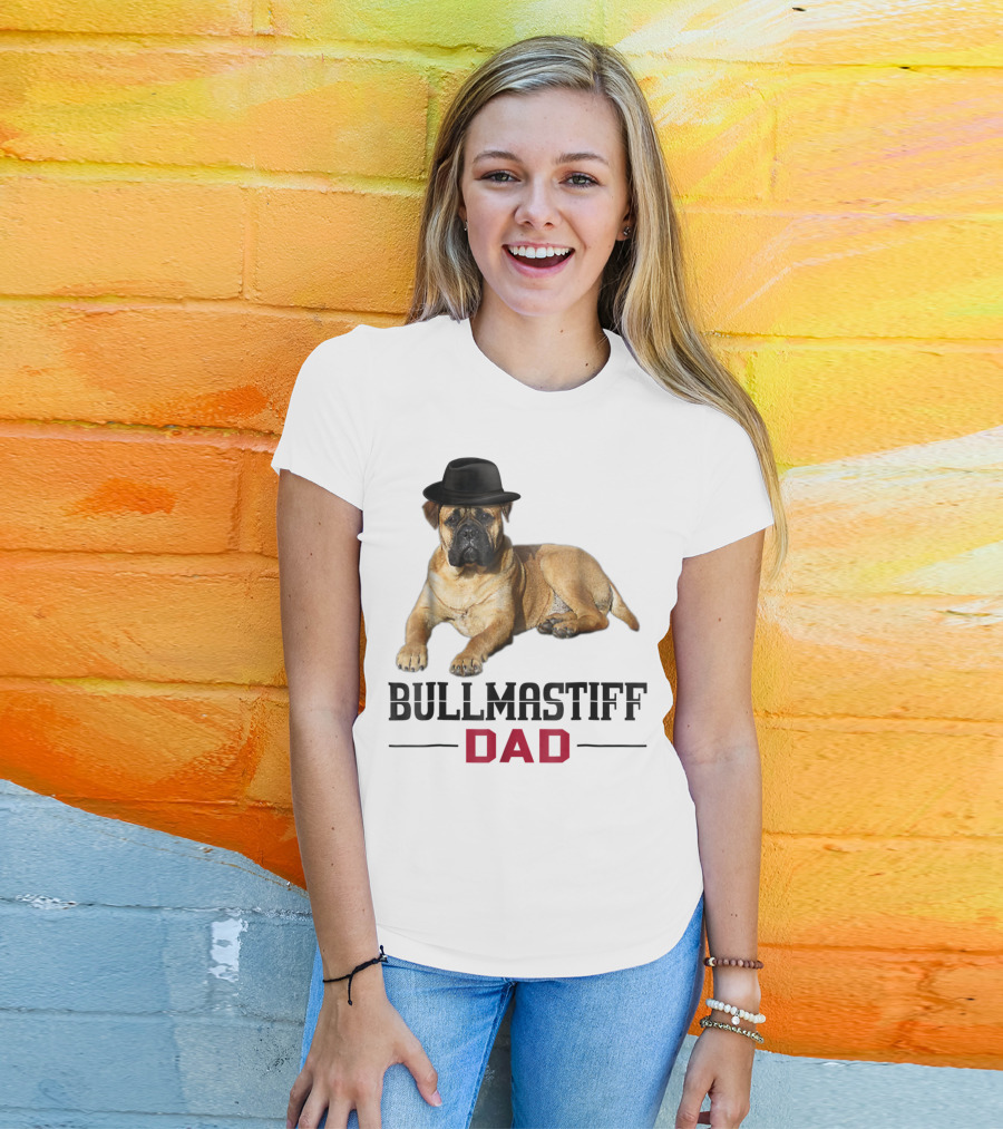 Bullmastiff Dad With Dog Lovers Hat T-Shirt