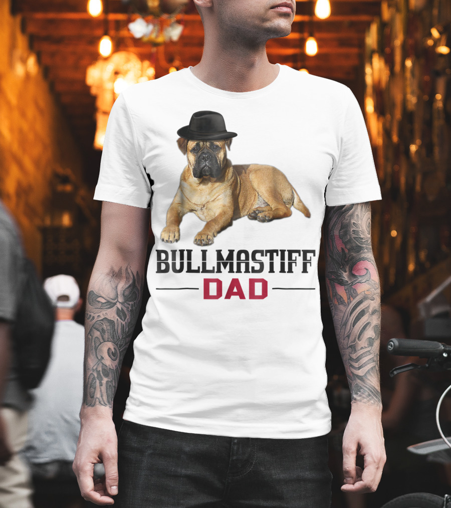 Bullmastiff Dad With Dog Lovers Hat T-Shirt