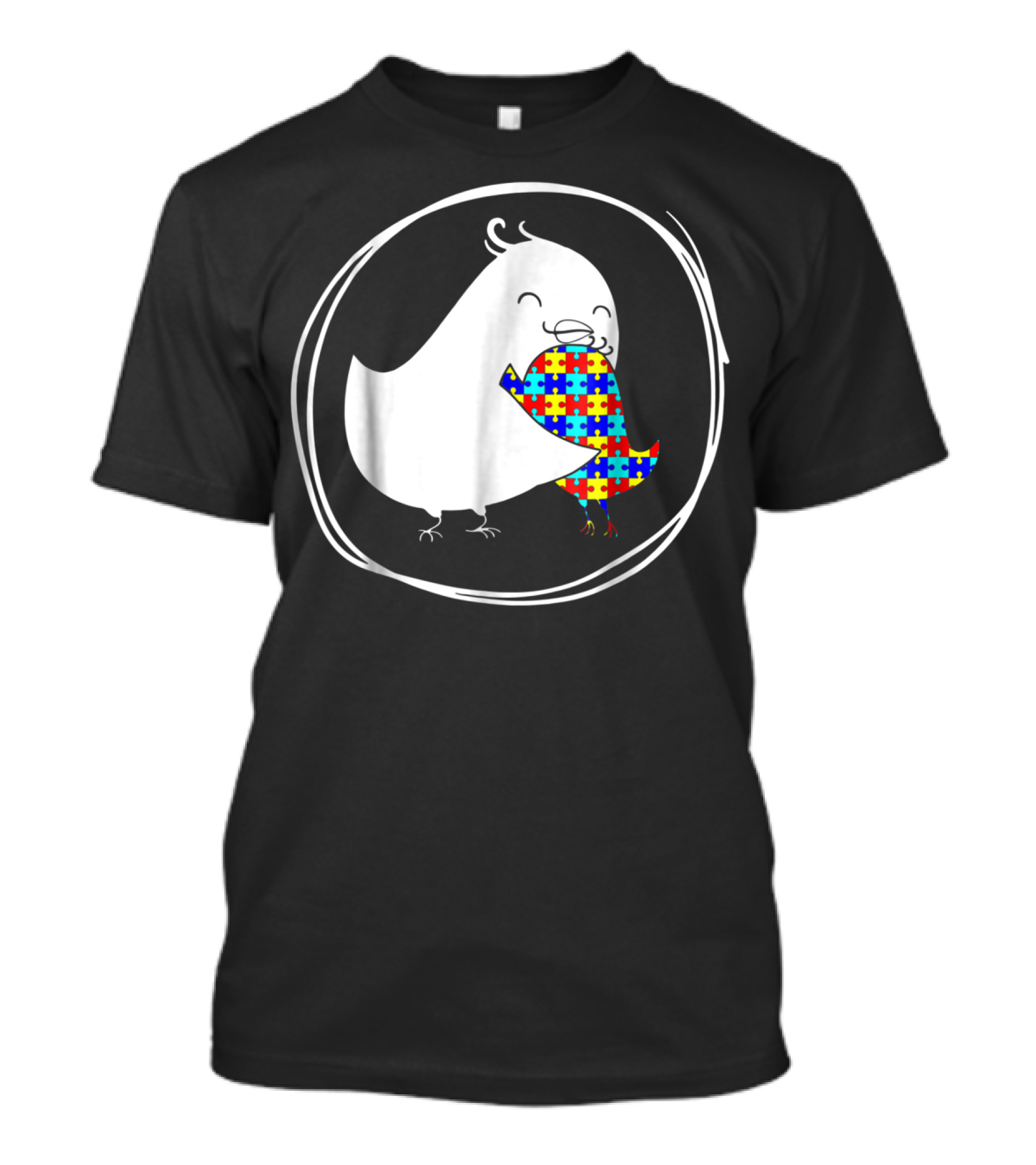 Chicken Embrace Autism Puzzle Pattern Awareness T-Shirt